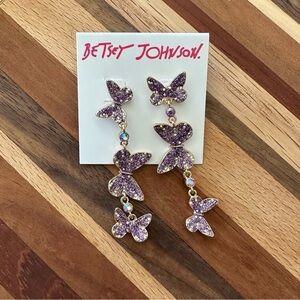 Betsey Johnson Butterfly Drop and Dangle Earrings
